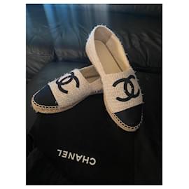 Chanel-Espadrilles en tweed Chanel-Noir,Blanc