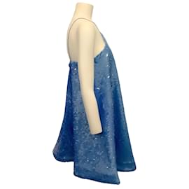 Alexis-Alexis Azure Shana Halter Dress with Sequined Paillettes-Blue