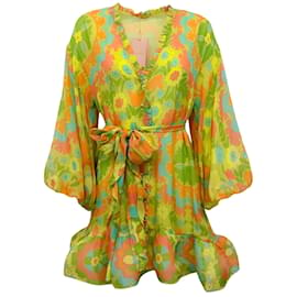 Alexis-Vestido verde con estampado floral multicolor de Alexis Alexis-Multicolor
