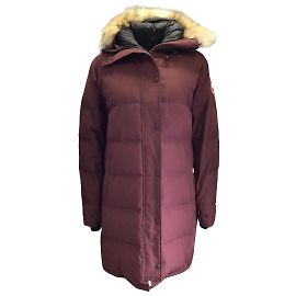 Canada Goose Borgonha Shelburne Casaco de pele com capuz e capuz Verde