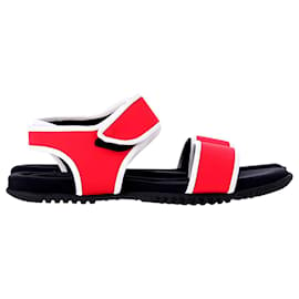 Marni-Marni Hook-and-Loop Scuba Sandals in Red Synthetic Textile-Red