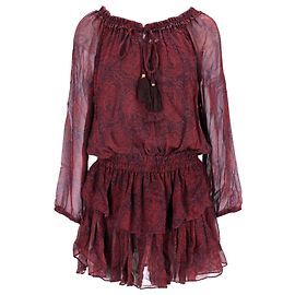 Minivestido escalonado de algodón burdeos de LoveShackFancy Burdeos
