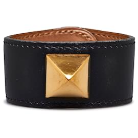 Hermès-Hermes Black Medor Leather Bracelet-Black