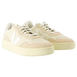 Veja-V-90 Sneakers - Veja - Leather - Beige-Brown,Beige