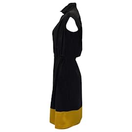 Joseph-Mini-robe Joseph à col montant et cordon de serrage en soie noire-Noir