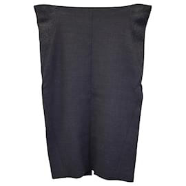 Brunello Cucinelli-Brunello Cucinelli Pencil Skirt in Charcoal Virgin Wool-Dark grey