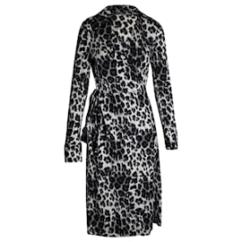 Diane Von Furstenberg-Vestido midi envolvente Diane Von Furstenberg em seda com estampa de leopardo-Outro