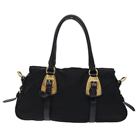 Prada-PRADA PRADA Sports Hand Bag Nylon Leather 2way Black Auth am4816-Black