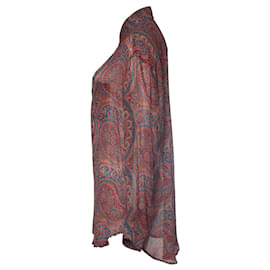 Etro-ETRO, Blusa transparente con estampado de Paisley en rojo-Roja