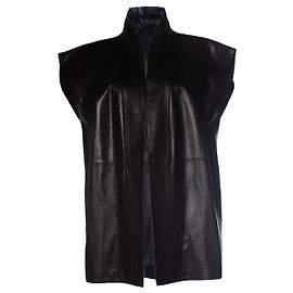 Autre Marque Suite22, Chaleco de cuero negro Negro