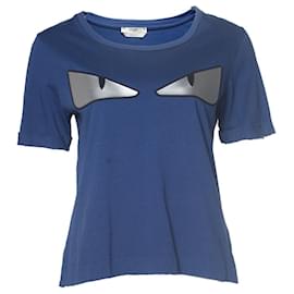 Fendi-Fendi, T-Shirt mit Käferaugen in Blau-Blau