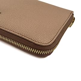 Dolce & Gabbana-Zipper Around Leather Beige Wallet-Beige