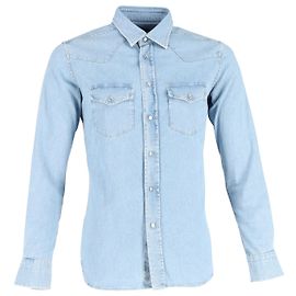Tom Ford Denim Westernhemd aus hellblauer Baumwolle Blau