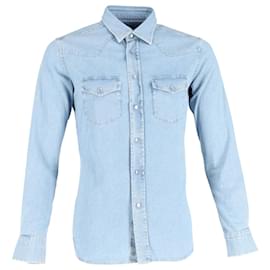 Tom Ford-Tom Ford Denim Western Shirt in Light Blue Cotton-Blue