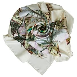 Hermès Lenço de seda Hermes branco Aloha Havaí Branco