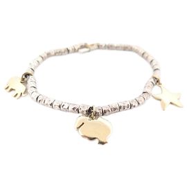 Dodo Pomellato PULSERA DODO MINI GRANELLI T18 dinero 3 DIJES LEÓN ANIMAL ORO AMARILLO 18K Plata
