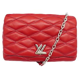 Louis Vuitton-LOUIS VUITTON GO HANDBAG14 MM RED LEATHER SHOULDER BAG-Red