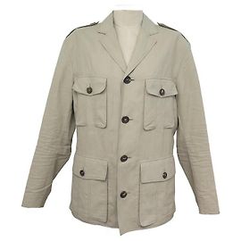 Hermès GIACCA HERMES SAHARIENNE M 50 GIACCA DA UOMO CAPPOTTO IN LINO BEIGE Beige