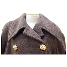 Chanel-VINTAGE LONG COAT CHANEL T50 XXL INTERLACED BUTTONS IN WOOL COAT-Brown