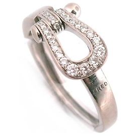 BAGUE FRED FORCE 10 MM 4B0379 TAILLE 56 OR BLANC 18K & DIAMANTS 0.2CT RING Argenté