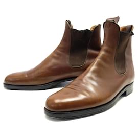 JM Weston-JM WESTON SHOES LE CAMBRE CHELSEA BOOTS 445 10.5C 44.5 LEATHER SHOES-Brown
