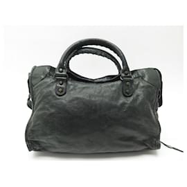 Balenciaga-BALENCIAGA CLASSIC CITY MEDIUM HANDBAG 115748 BLACK LEATHER HANDBAG-Black