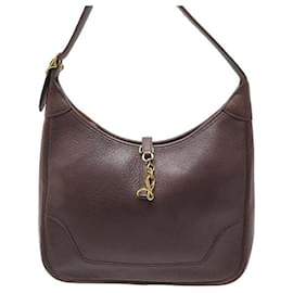 Hermès-SAC A MAIN HERMES TRIM II 31 EN CUIR FJORD MARRON CHOCOLAT HAND BAG PURSE-Marron