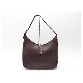 Hermès-SAC A MAIN HERMES TRIM II 31 EN CUIR FJORD MARRON CHOCOLAT HAND BAG PURSE-Marron