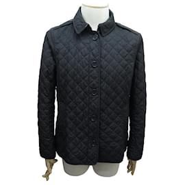 Burberry-BURBERRY BRIT COAT BLACK TARTAN QUILTED JACKET 46 XL JACKET COAT-Black