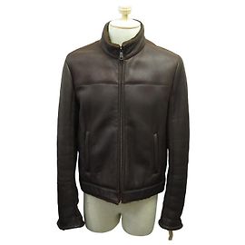 PRADA AVIATOR UPV JACKET768 54 IT 52 L FR SHEEP LEATHER JACKET JACKET Brown