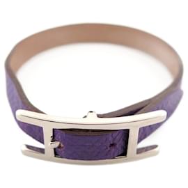 Hermès-Hermès Behapi bracelet 14 a 16.5 CM XS IN PURPLE LEATHER EPSOM PURPLE LEATHER-Purple