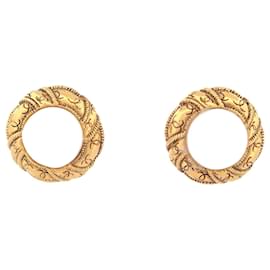 Chanel-VINTAGE CHANEL PEARL EARRINGS 1970 GOLDEN METAL GOLDEN EARRINGS-Golden