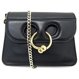 JW ANDERSON PIERCE MINI BOLSA DE COURO PRETA BOLSA DE MÃO DE COURO Preto