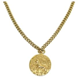 Chanel-VINTAGE CHANEL LION MEDALLION NECKLACE 1984 72CM VICTORY OF CASTELLANE NECKLACE-Golden