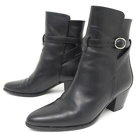 Céline CELINE JODHPUR-ANKLESCHUHE 327673002C 36.5 SCHWARZES LEDER + BOX-SCHUHE Schwarz