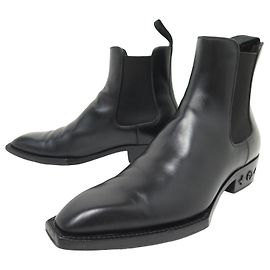 LOUIS VUITTON SHOES CHELSEA BOOTS 6 40.5 BLACK LEATHER BOOTS Black