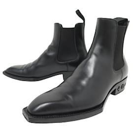 Louis Vuitton-SAPATOS LOUIS VUITTON BOTAS CHELSEA 6 40.5 botas de couro preto-Preto