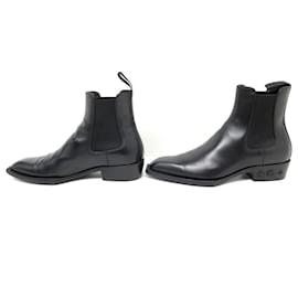 Louis Vuitton-ZAPATOS LOUIS VUITTON BOTAS CHELSEA 6 40.5 botas de cuero negro-Negro