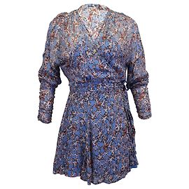 Minivestido floral de manga comprida IRO Bustle em viscose azul Azul