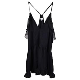 Iro-IRO Bellie Rüschen-Minikleid mit Spitzendetail aus schwarzem Polyester-Schwarz