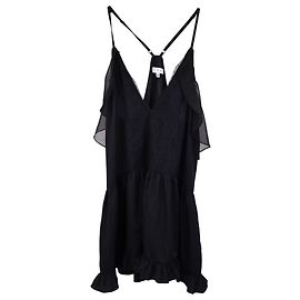 IRO Bellie Rüschen-Minikleid mit Spitzendetail aus schwarzem Polyester Schwarz
