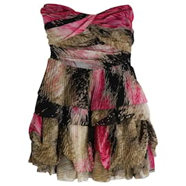Diane Von Furstenberg-Diane Von Furstenberg Brighton Strapless Tiered Mini Dress in Multicolor Silk-Other,Python print