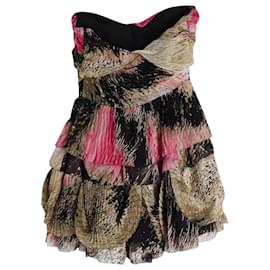 Diane Von Furstenberg-Diane Von Furstenberg Brighton Strapless Tiered Mini Dress in Multicolor Silk-Other,Python print