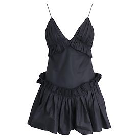 Minivestido plissado com costas abertas Khaite Ade em algodão preto Preto