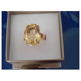 Autre Marque-Very pretty natural citrine ring 15,5 carat mounted on Gold 750/1000th . taille 56 .-Gold hardware