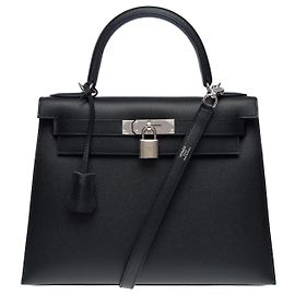Hermès Kelly 28 en cuir Epson noir Noir