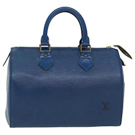 Louis Vuitton-Louis Vuitton Epi Speedy 25 Bolsa de Mão Azul Toledo M43015 Autenticação de LV 48898-Outro