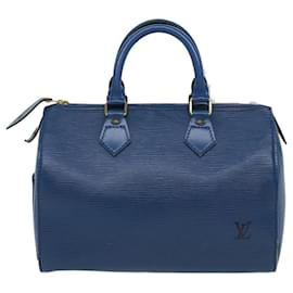Louis Vuitton-Louis Vuitton Epi Speedy 25 Bolsa de Mão Azul Toledo M43015 Autenticação de LV 48898-Outro