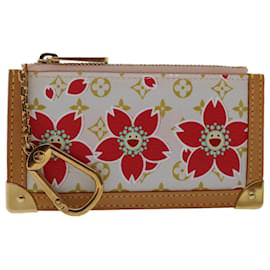 Louis Vuitton-LOUIS VUITTON Monogram Cherry Blossom Pochette cree Coin Purse Red Auth 49216a-Red