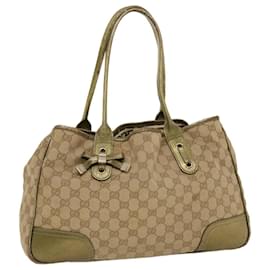 Gucci-GUCCI GG Canvas Shoulder Bag Beige Gold Auth 49063-Beige,Golden